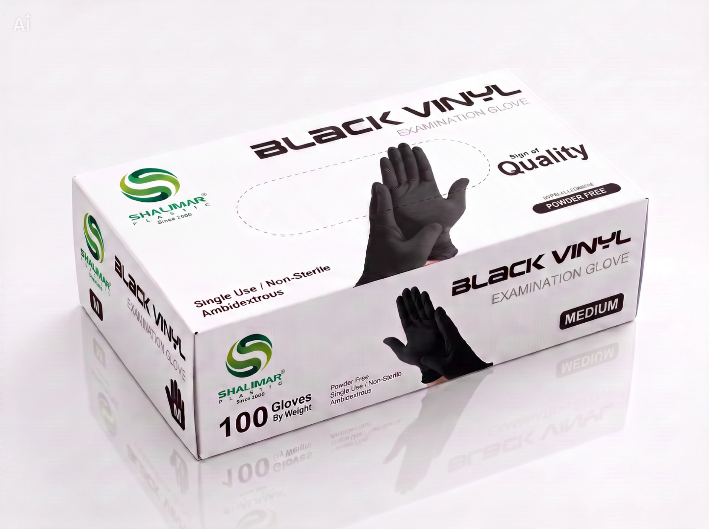 BLACK VINYL GLOVES MEDIUM