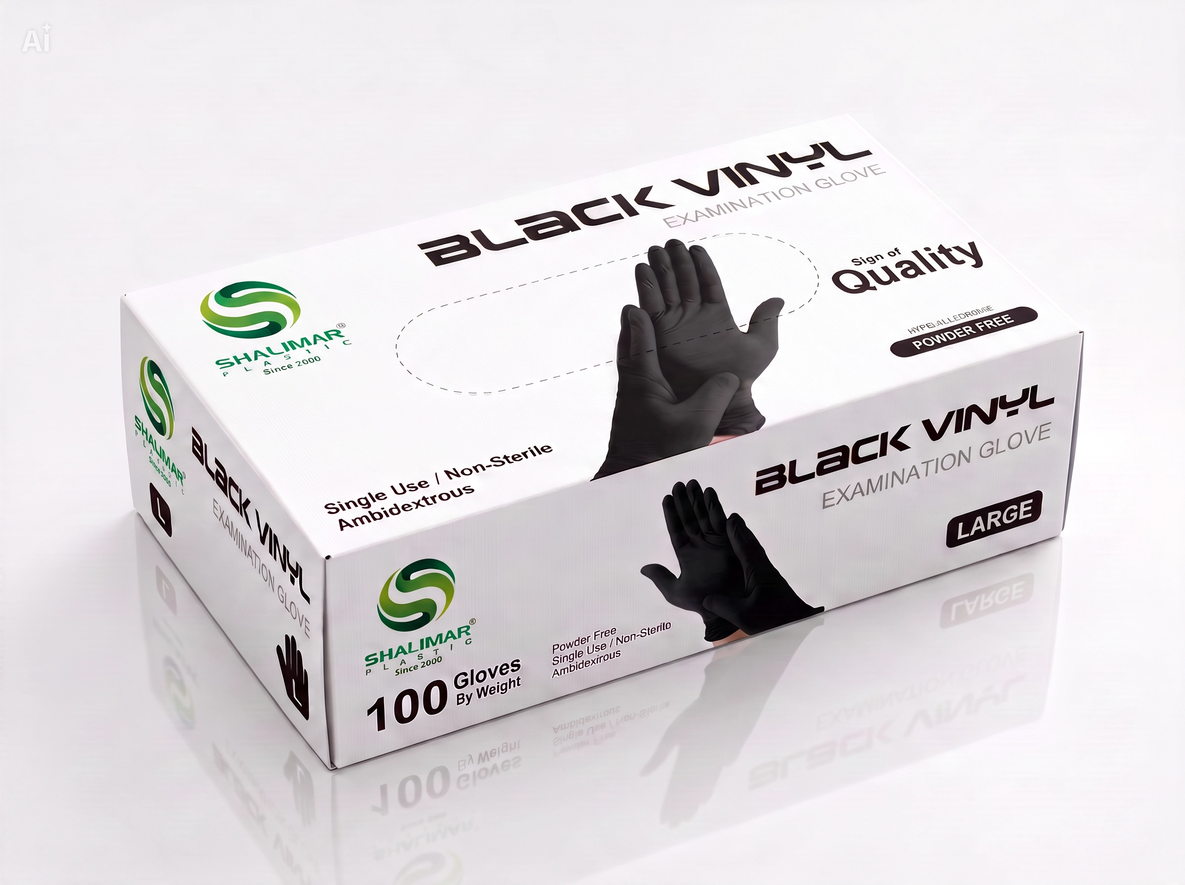 BLACK VINYL GLOVES LARGE 