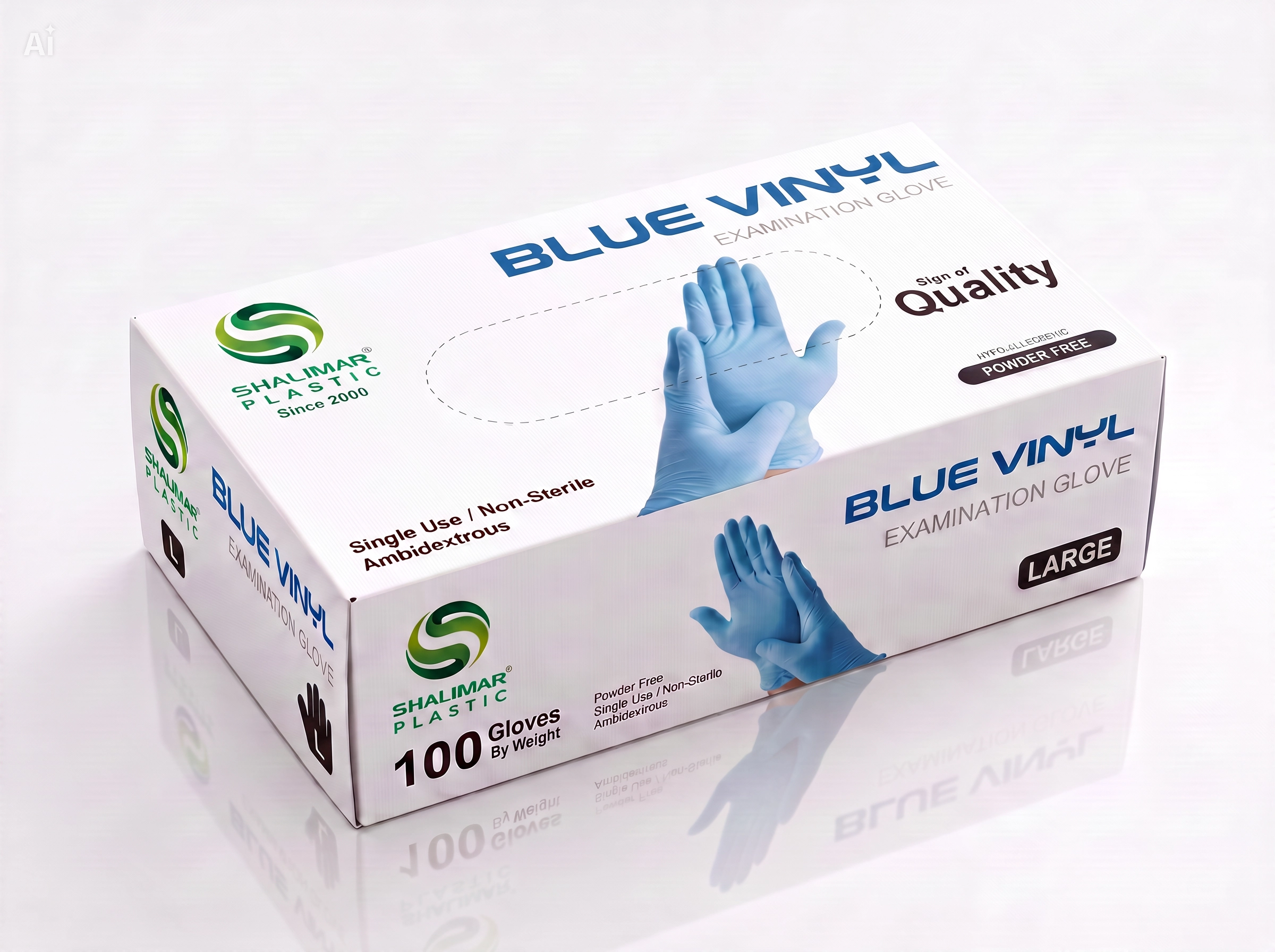 BLUE VINYL GLOVES LARGE