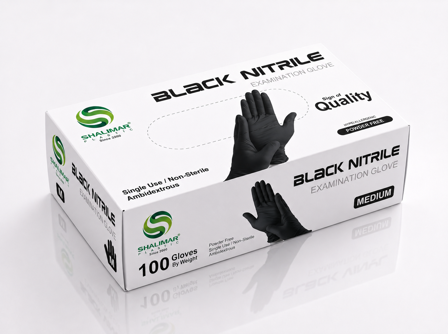BLACK NITRILE GLOVES MEDIUM 