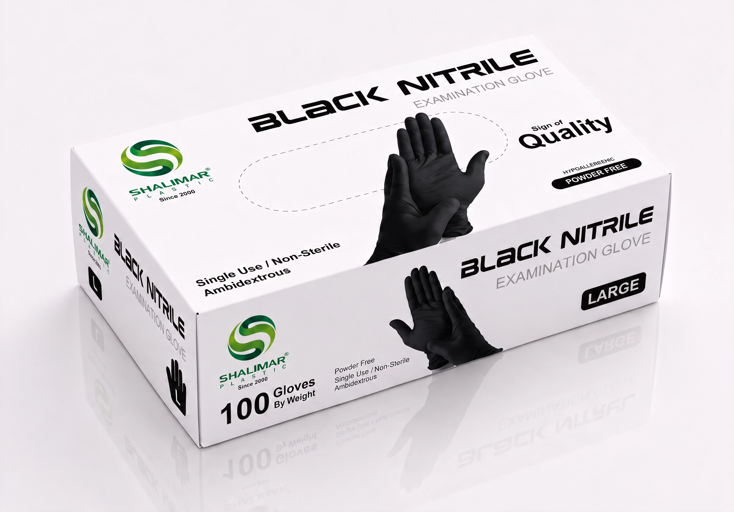 BLACK NITRILE GLOVES LARGE 