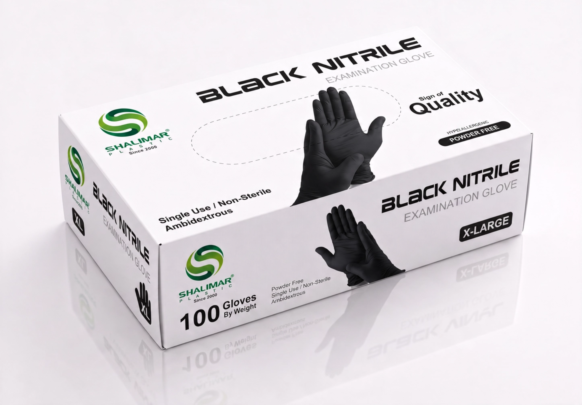 BLACK NITRILE GLOVES X-LARGE